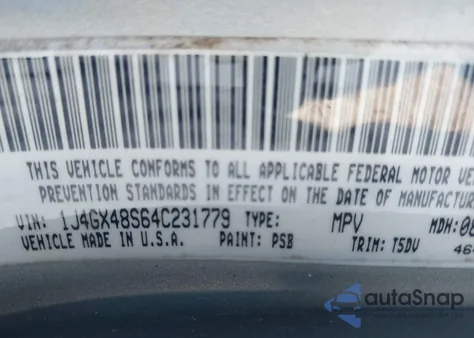 2004 Jeep Grand Cherokee Laredo from USA, damaged, VIN 1J4GX48S64C231779